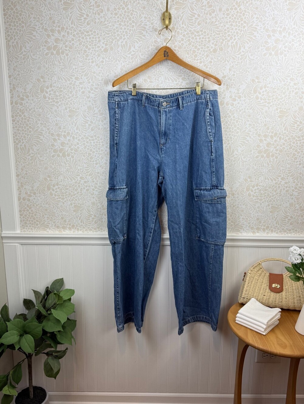 Levi's Men's Premium Y2K Relaxed Cargo Blue Denim Utility Jeans - Size - 32